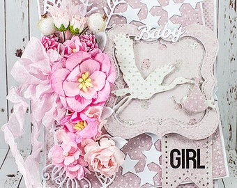 Shabby Chic Baby Girl Congratulations Card