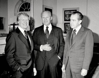 President Jimmy Carter with Gerald Ford and Richard Nixon at the White House
