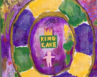 Mixed Media King Cake Painting