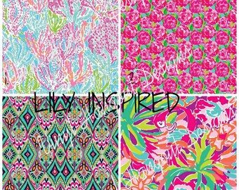 Printed Vinyl, Lilly Inspired 1-4, Pattern Vinyl, Adhesive Vinyl, HTV Vinyl, Heat Transfer Vinyl, Lilly Pulitzer Vinyl, Lilly Prints, Vinyl