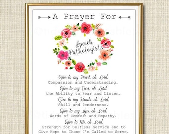 Speech Pathologist Prayer Art, SLP Gift, Religious Office Wall Art, Speech Therapist, Office Decor INSTANT DOWNLOAD Speech Language Teacher