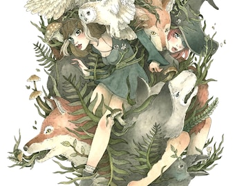 Familiars Watercolour and Ink Illustration ~ Giclee Print