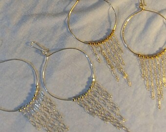 Beaded fringe hoops