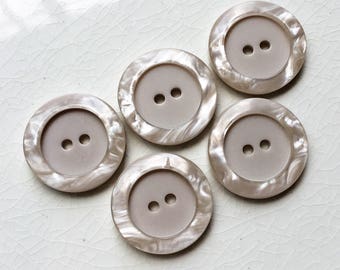 beautiful eco friendly light beige buttons with pearlized rims--matching lot of 5