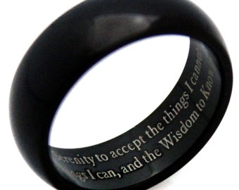 Black Ion Plated Serenity Prayer Ring