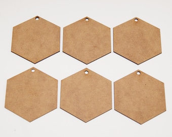 Hexagon Hanging Decorations Laser Cut Craft Crafting 70mm