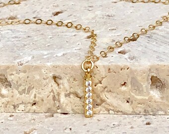 Dainty CZ Necklace, Cubic Zirconia Necklace, Tiny Diamond Necklace, Simple CZ Necklace, Everyday Layering Necklace, Minimal CZ Necklace,