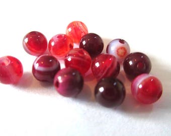 vibrant red 4mm 10 striped agate beads