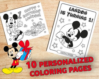 Personalized MICKEY Mouse Birthday Coloring Pages / Party favors / Printable / Digital / PDF