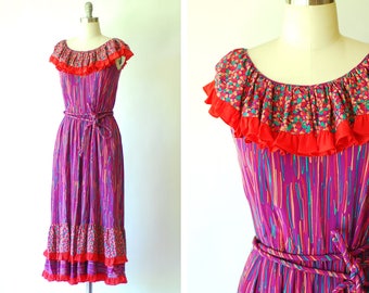 vintage Mary McFadden silk print dress / size small medium