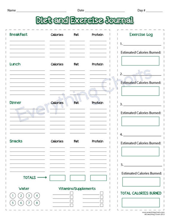 diet and exercise journal pdf fileprintable