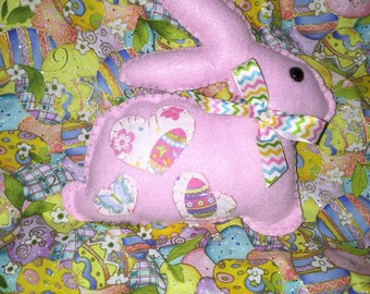 Pink Hand Stitched Felt Easter Bunny