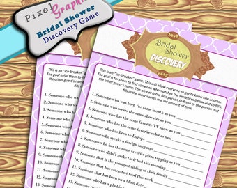 Bridal Shower Printable Game Guest Discovery Instant Download