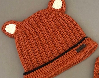 Handmade Crochet Fox beanie / Beanie With Ears