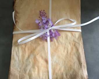 Tea dyed, tea stained papers. Vintage, wedding, antique inspired papers. Scrap booking, junk journal papers