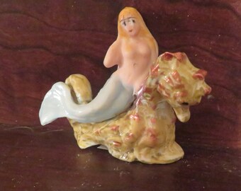 Bisque Mermaid riding a Seahorse - as is