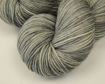 Hand Dyed Yarn, Sport Weight Superwash Merino Wool - Silver Lining - Indie Dyed Tonal Light Grey Gray