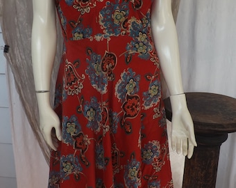 Red 1950's Rayon Dress