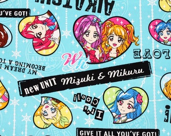 Japanese Anime Aikatsu Character Fabric made in Japan by the Half Yard