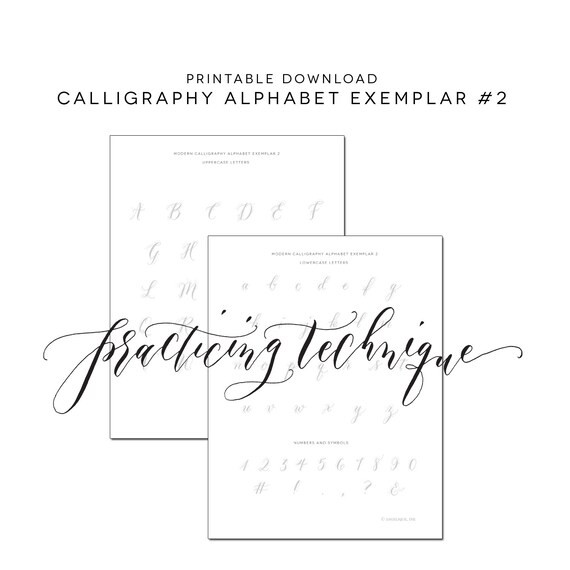 calligraphy alphabet printable practice worksheet alphabet 2