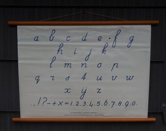 Vintage Belgian Cursive Letter School Chart