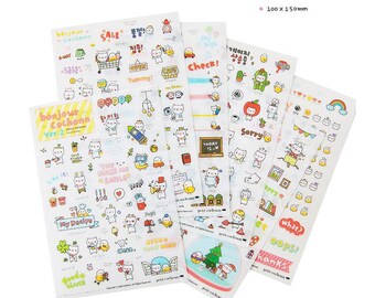 Cochonn Stickers v2, Kawaii Korean Stickers, Cute Planner Stickers, Kawaii deco sticker, 6 in 1 per pack