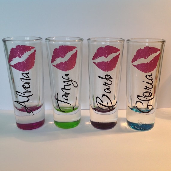 Items similar to DIY Personalized Wedding Party Shot Glass Decals Lips Names Make Your Own