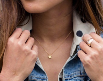 Gold Star Necklace, Tiny Star Necklace, Dainty Star jewelry