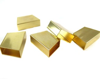Gold Plated Geometric Tube Bead Pendants (2x) (K110-C)