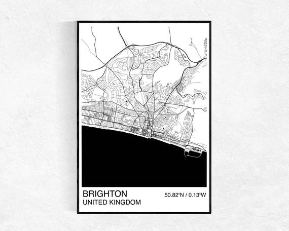 Brighton City Map Print Custom Map Print Street Map Large