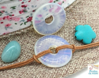 Opal: 1 Connector (pg174) 24mm diameter gemstone donut pendant