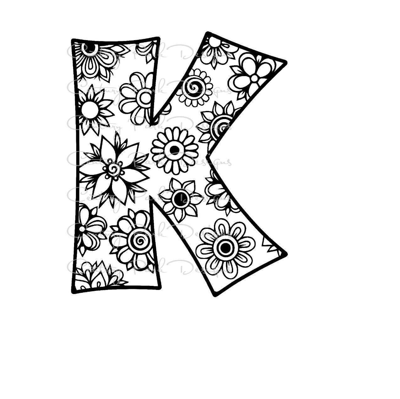 Letter K Alphabet Flowers SVG / JPEG / PNG /pdf / use with Silhouette ...