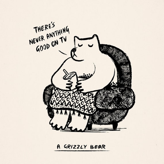 A Grizzly Bear - animal art poster print by Oliver Lake - iOTA iLLUSTRATiON