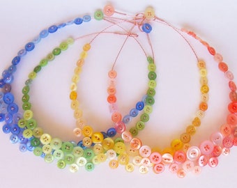 Button necklace - blue, green, yellow or peach