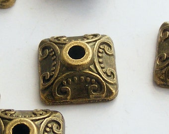 10pcs Antique Brass Pyramid Bead Caps 10mm Z-N1119-AB