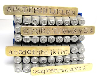 Typewriter Letters, big 6 mm letters, upper case, lower case, Metal stamps1/4 inch Alphabet stamps, large 6 mm letters
