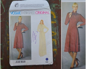 Vintage 80s Vogue Designer Original dress making pattern, Designer Jean Muir, Number 2568, Size 12, Bust 87cm/34", Uncut, Factory Folded