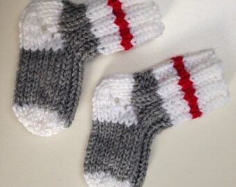 Newborn Baby Work Socks (Red, Grey & White)