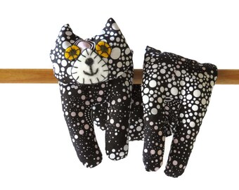 Flat Cat, Hot Cold Rice Bag, Microwave Neck Wrap, Rice Heating Pad, Hot Cold Therapy Pack, Black White Spots, Cat Lover Gift #2