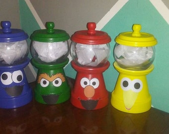 Sesame street candy dish, abby cadabby, elmo, big bird, oscar, birthday party, first birthday decor