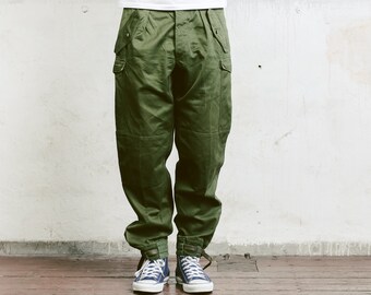 Mens Army Pants . Vintage Military Style Work Trousers Khaki Pants 90s Army Trousers Mens Cargo Pants Vintage Army Pants . size Medium