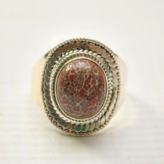 Sterling Silver Dinosaur Bone Ring Sz 9.5 #9265