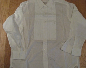 1970s White Van Heusen NOS Collarite Mens Tuxedo Shirt/ Vintage Tux Shirt Mens Vintage Dress Shirt / Size 16/32 / Vtg Bridal/Prom Tux Shirt