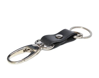 Black Leather Keychain / Leather Key Holder, Leather Wristlet Keychain / Key Ring, Leather Key Fob, Mens Keychain, Leather Key Chain