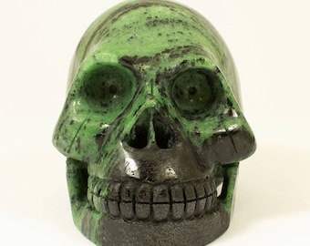 Large Ruby in Zoisite Skull - Great carving and high quality skull