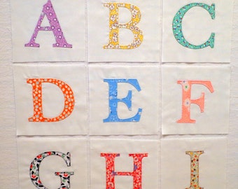 Alphabet Appliqued Quilt Blocks