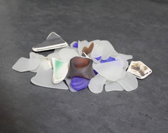 200 Grams of Tumbled Glass, Handmade Frosted Glass Pieces, Upcycled Glass