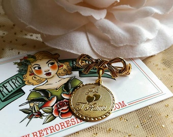 Je 't mie brooch // Vintage gold charm brooch