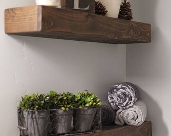 Free Shipping ANY Dimension Rustic floating shelf, Cedar wood, Dark Walnut Finish
