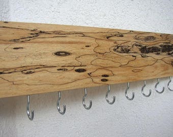 Wood Necklace Holder, Wall Necklace Rack, Rustic Home Decor, Medal Holder, Jewelry Hanger, Jewelry Storage Organizer, Unique Wood Decor